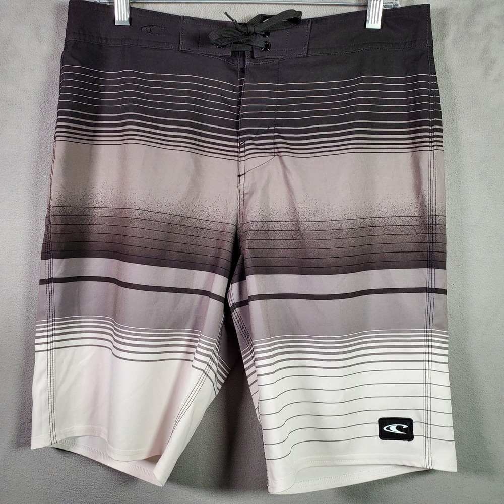 O'Neill Board Shorts Mens 32 Grey Ombre Striped Surf Beach Skate Gorpcore Summer